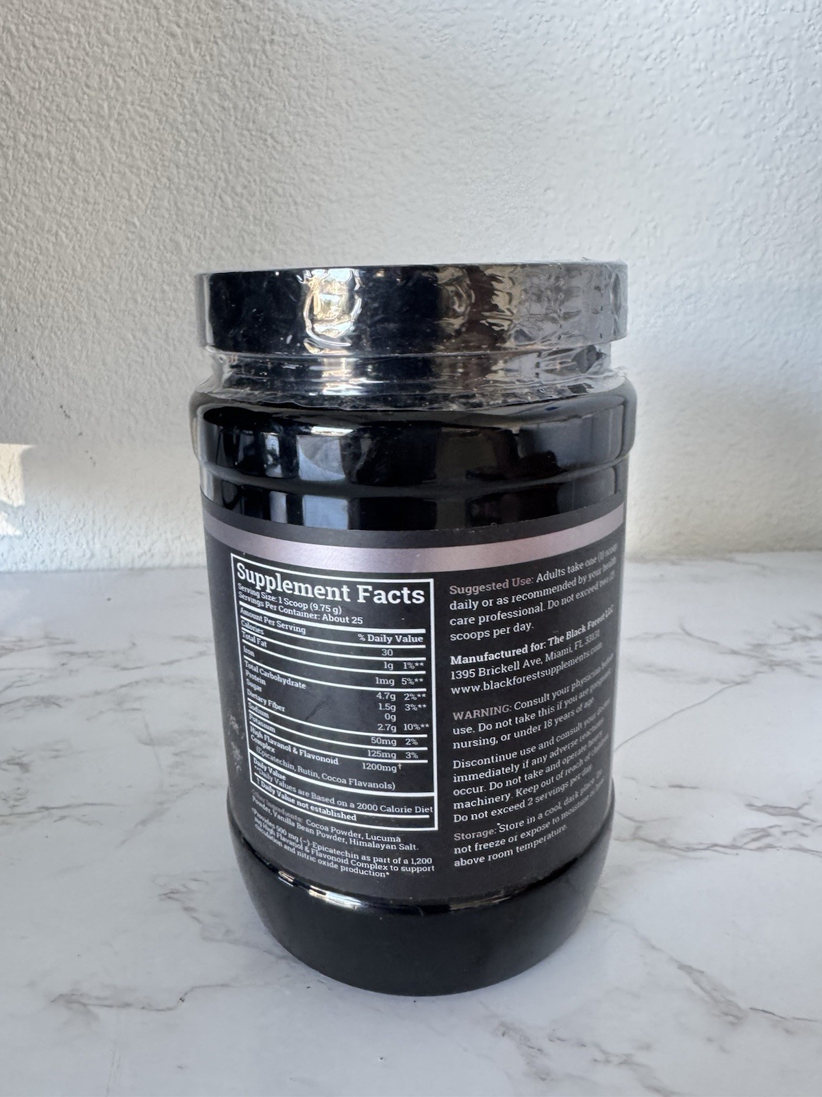Black Forest High Flavanol Cocoa Powder 1200mg Non-GMO Vegan 8.6 oz