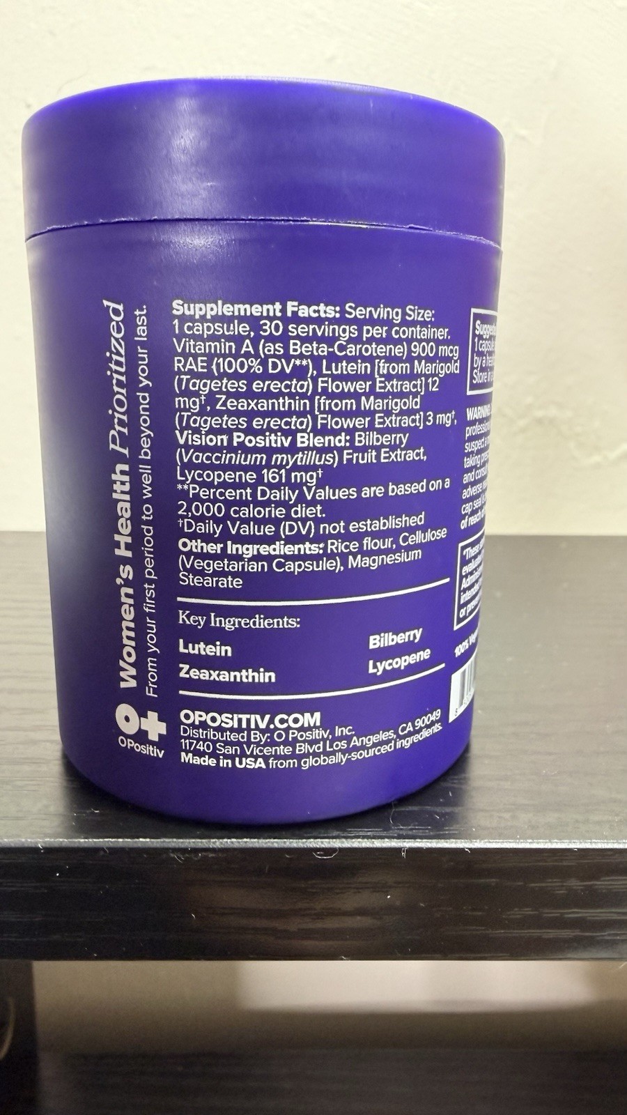 O Positiv Meno Eye Health Capsules Women 40+ Vegan Gluten-Free Non-GMO 30