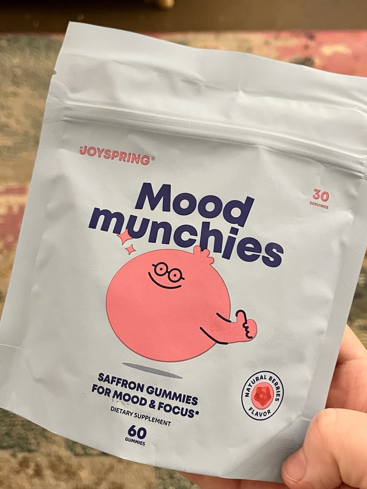 JoySpring Mood Munchies Saffron Gummies Mood Focus Natural Berries 60 Gummies