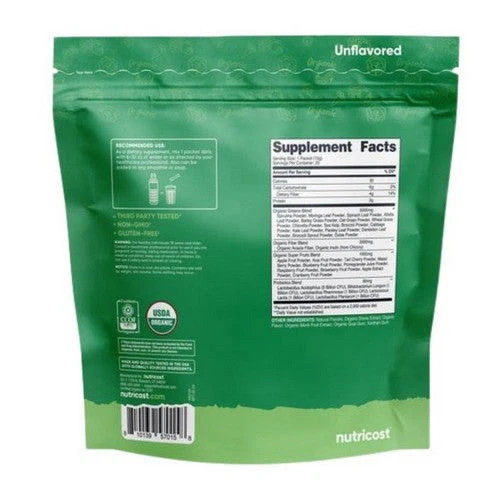 Super Greens Stickpacks Organic 20 Sticks by Nutricost