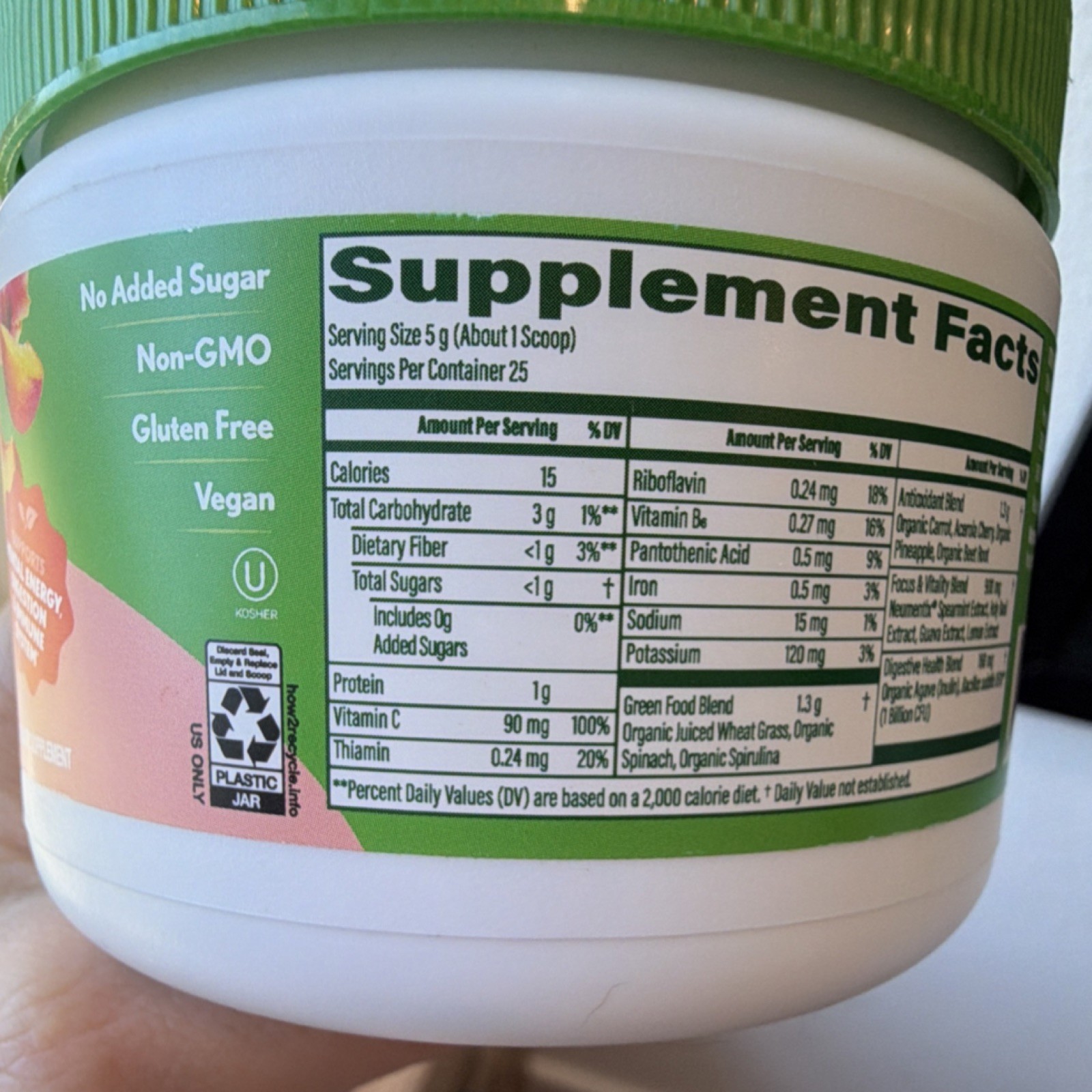 Amazing Grass Sweet Greens Peach Hibiscus Powder Vitamin C Vegan Non-GMO 4.4oz