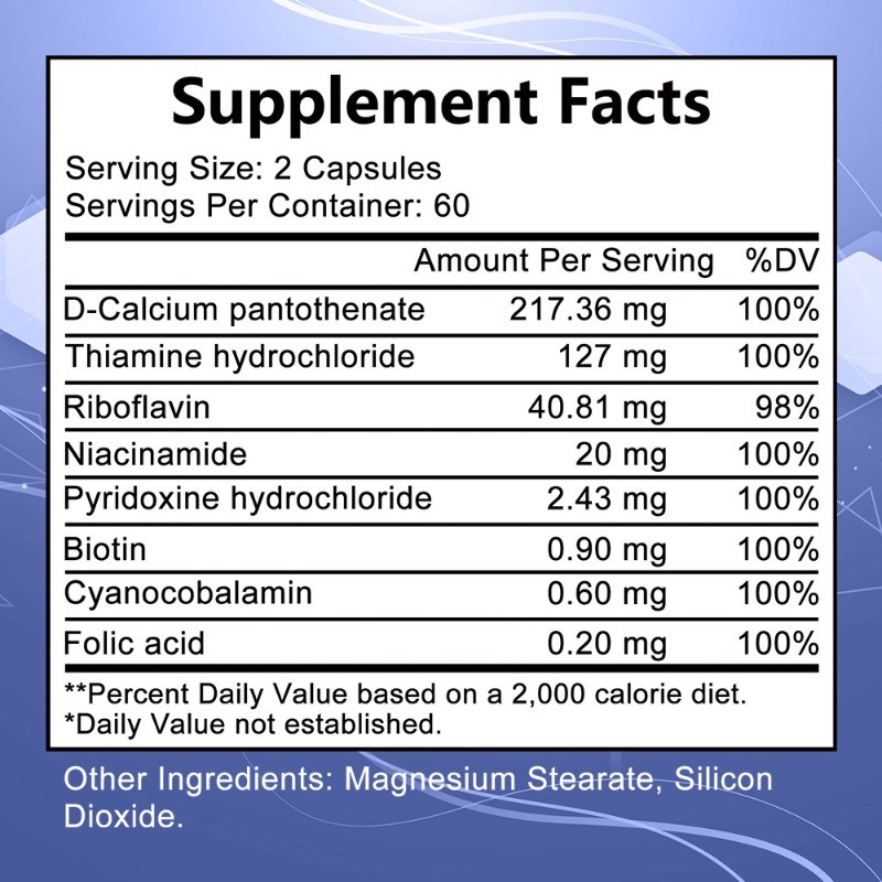 Vitamin B Complex,Complete B-Vitamin for Energy&Skin Wellness Support 30~120Caps