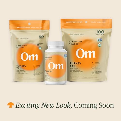 Om Mushroom Superfood Turkey Tail Mushroom Capsules, Immune Support