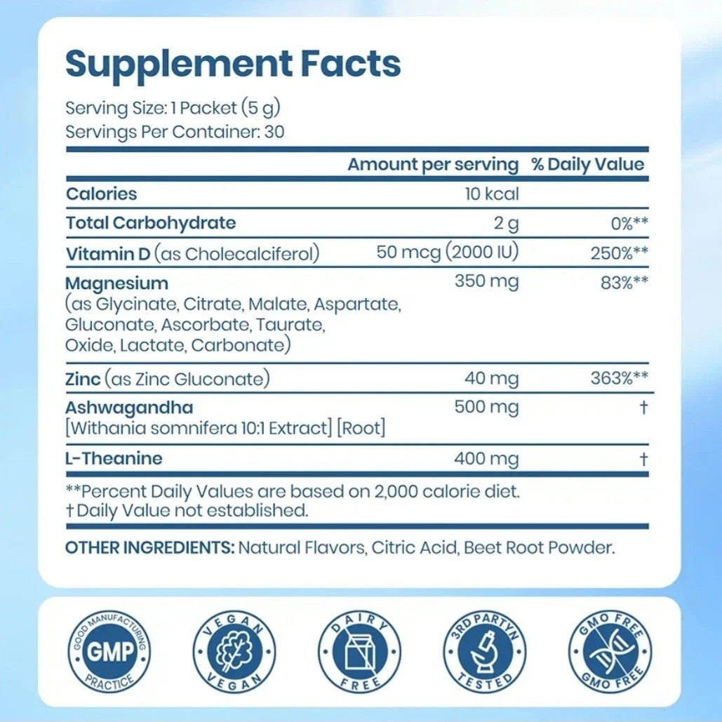 VEV Deep Calm Magnesium Complex Women Drink Powder Supplement Raspberry Lemonade