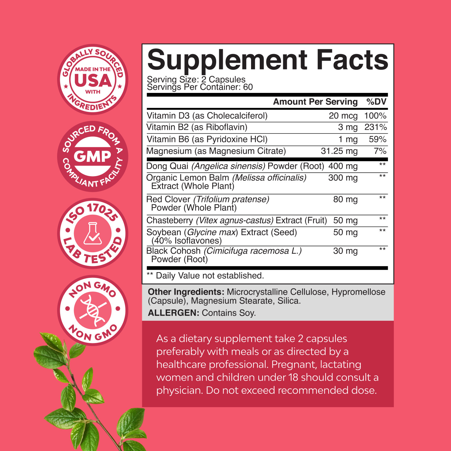 Complete Herbal Menopause Supplement for Women – Hormone Balance 120ct