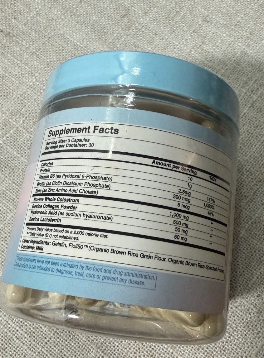 WonderCow WonderGlow Colostrum Collagen Hyaluronic Acid Skin Supplement 90ct