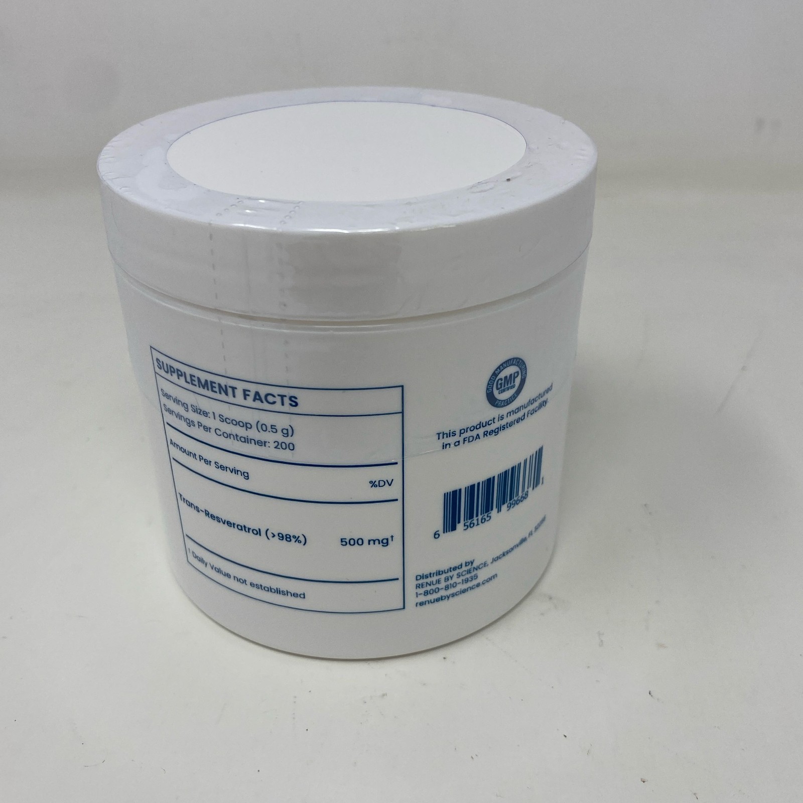 Renue By Science Trans-Resveratrol Powder 100g White Jar