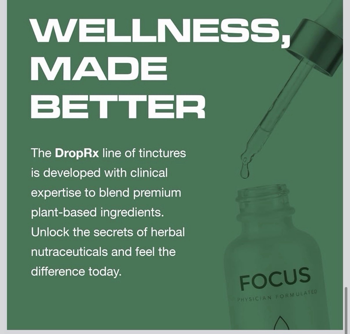 DropRx Focus Liquid Herbal Supplement 60 mL Mental Clarity Vegan Organic