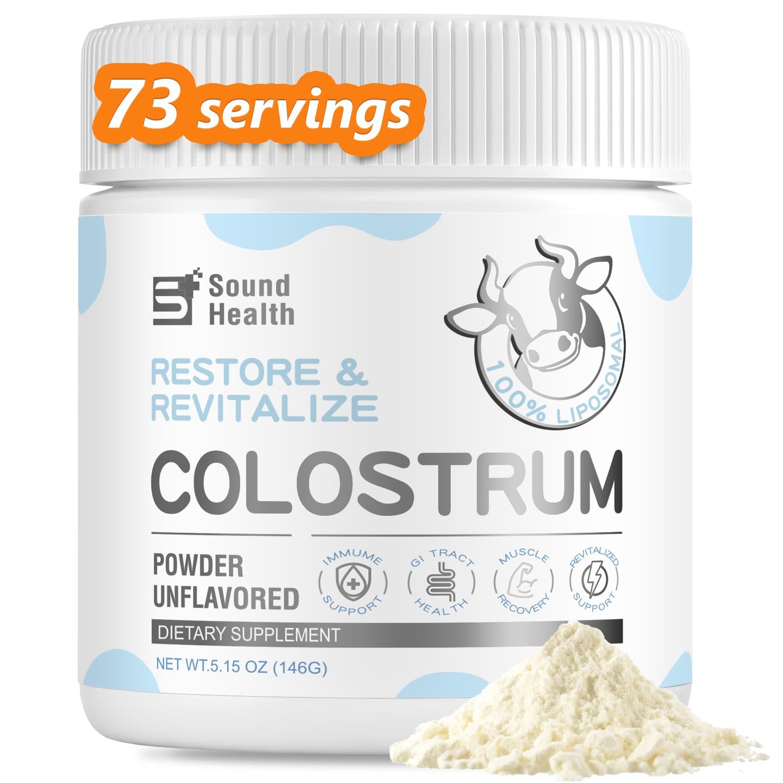 Colostrum Supplement Powder for Humans – Organic Bovine 5.3 Ounce (Pack of 1)
