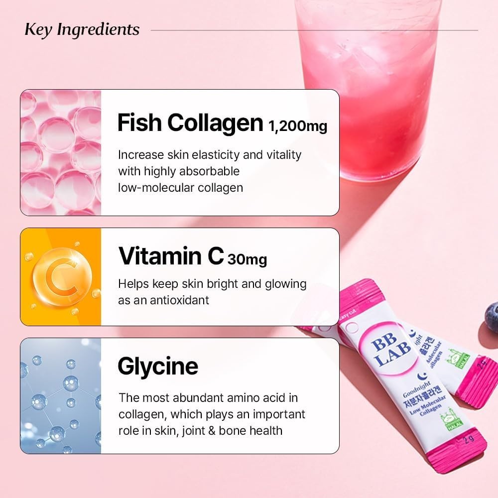 BB LAB Goodnight Low Molecular Collagen Powder Sticks Mixed Berry 2g 30 Count