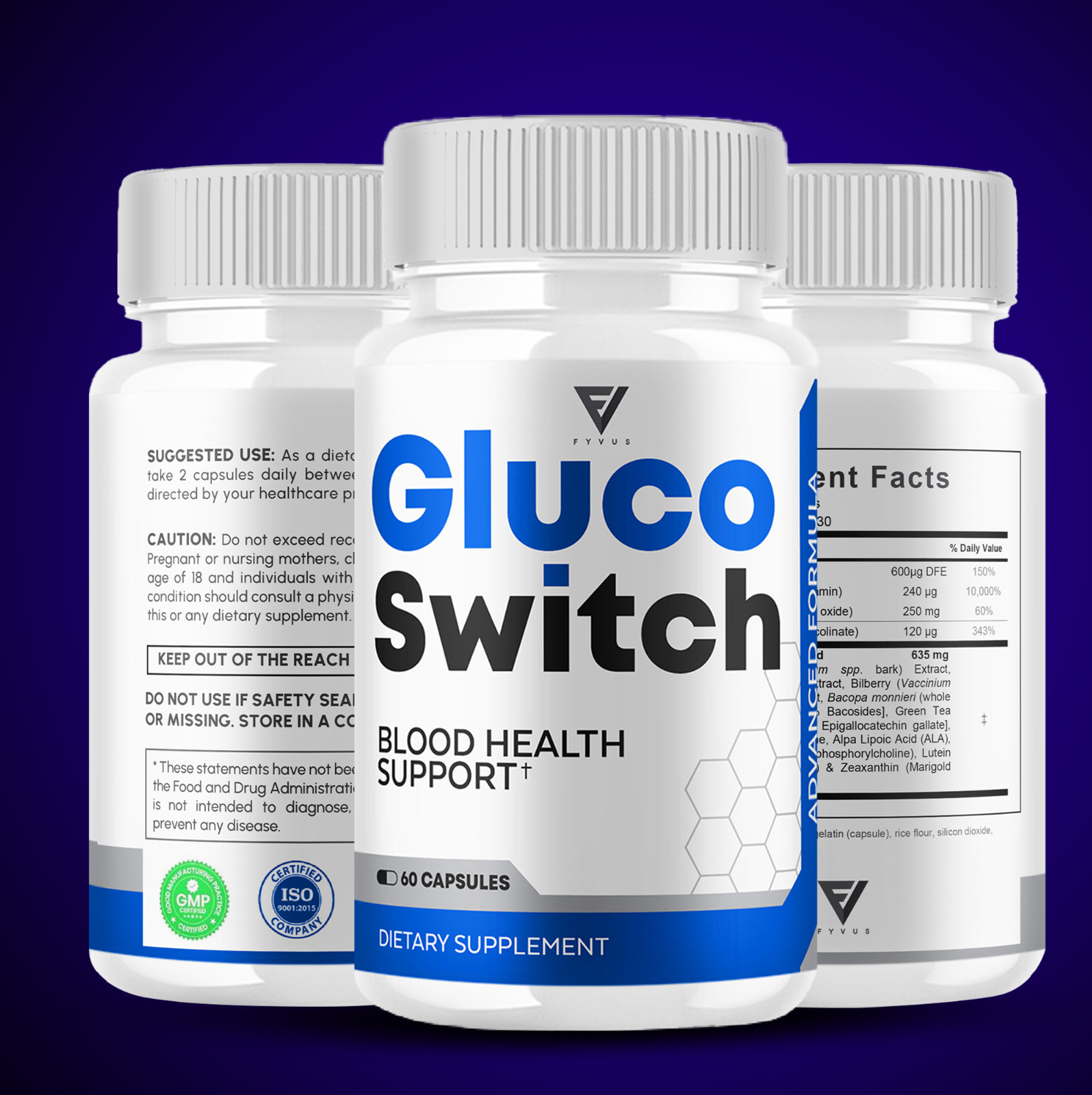 (5 Pack) Gluco Switch Blood Support Pills GlucoSwitch Supplement (300 Capsules)
