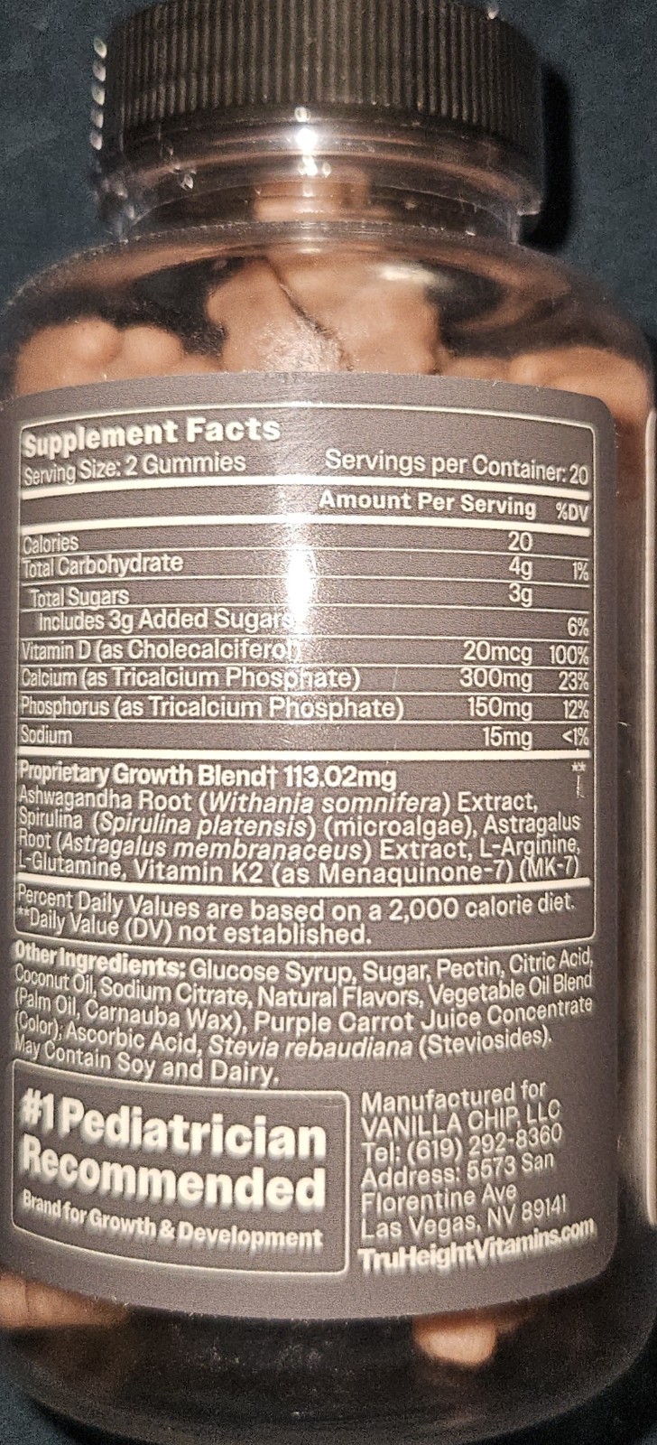 TruHeight Growth Gummies Watermelon Natural Growing Kids Teens Supplement 40 CT