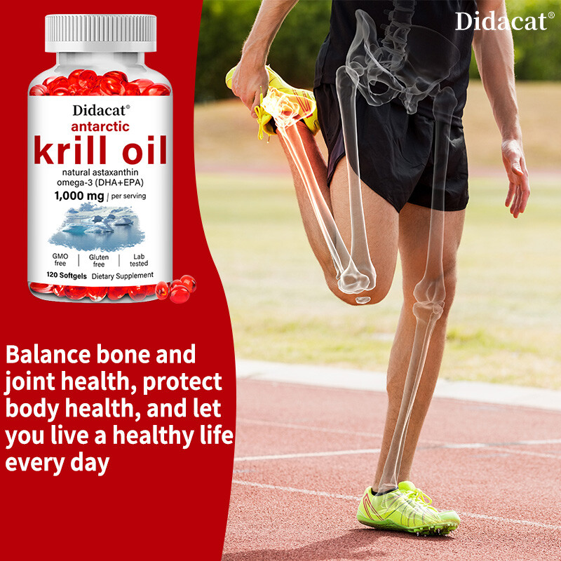 1000mg Krill Oil,Rich Omega-3 EPA DHA,Nourish Heart,Brain & Joint,120 Softgels