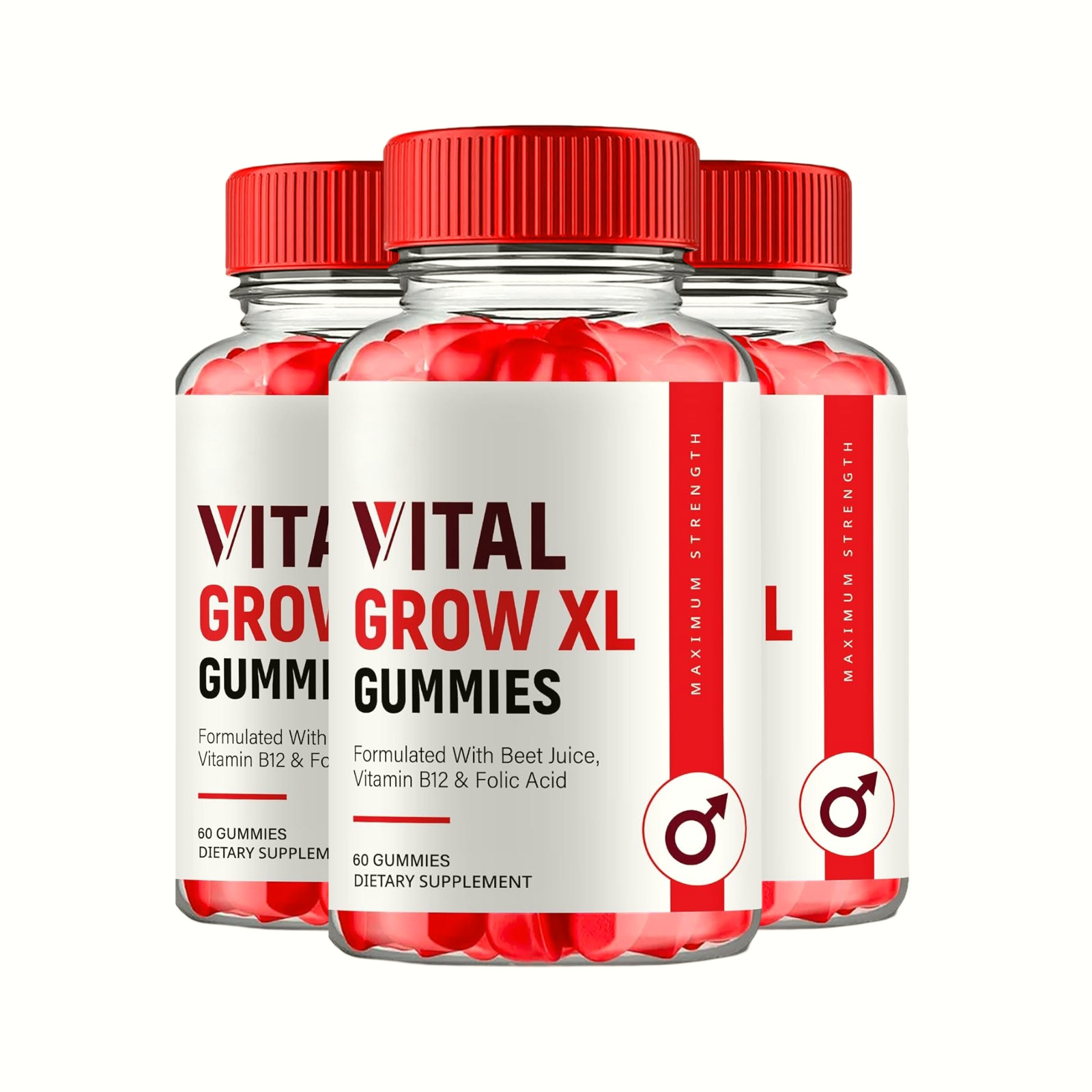 3-Pack Vital Grow XL – For Men – Advanced Formula Supplement Gummies 180 Gummies