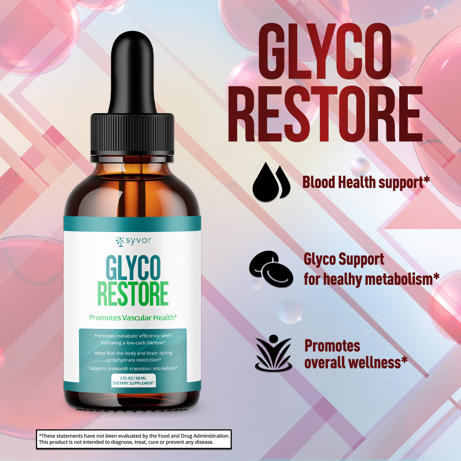 (1 Pack) Glyco Restore Blood Support Drops GlycoRestore Supplement 30 Servings