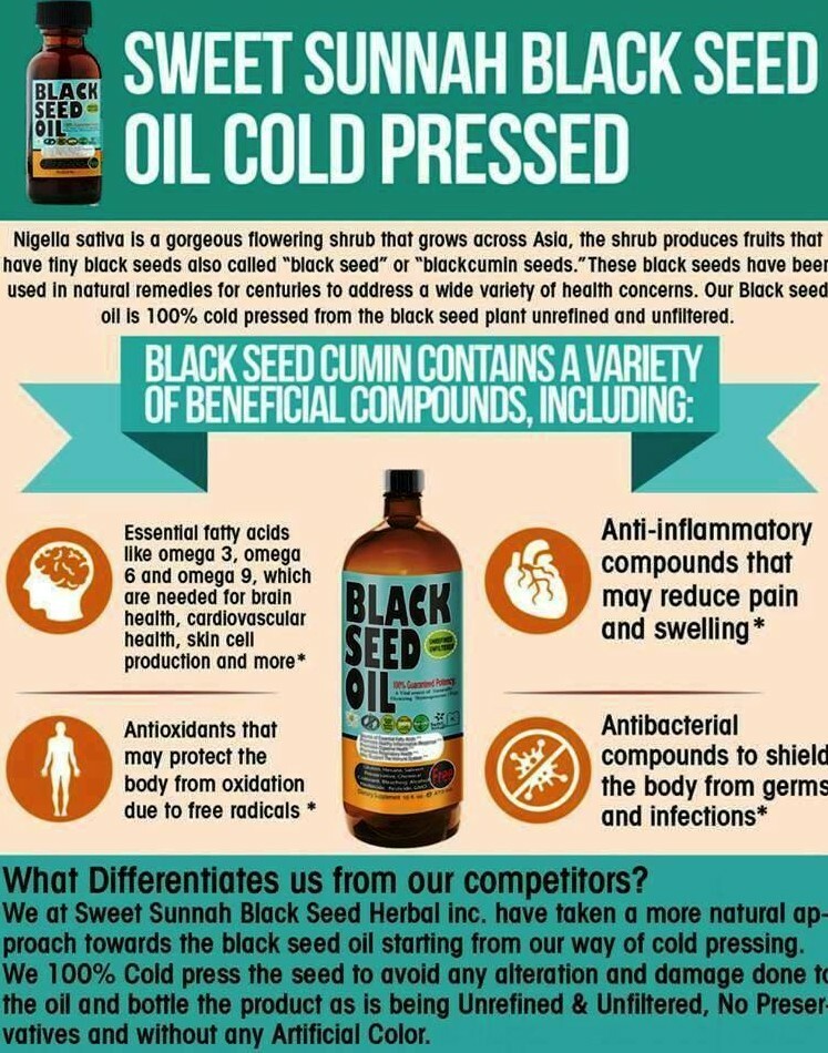Black Seed Oil 100% Pure Organic Cold Pressed Cumin Nigella Sativa