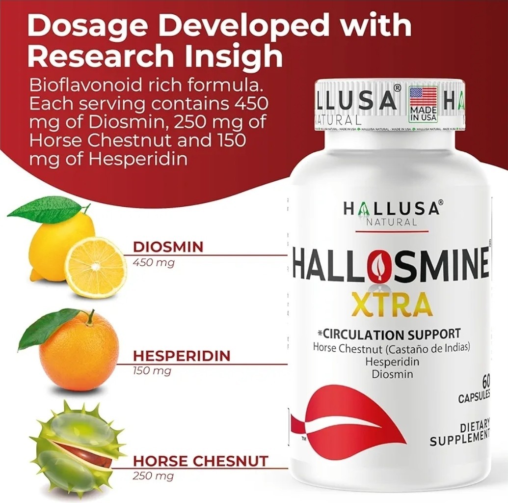 Hallusa Natural Hallosmine Xtra Circulation & Vein Support 60 Capsules