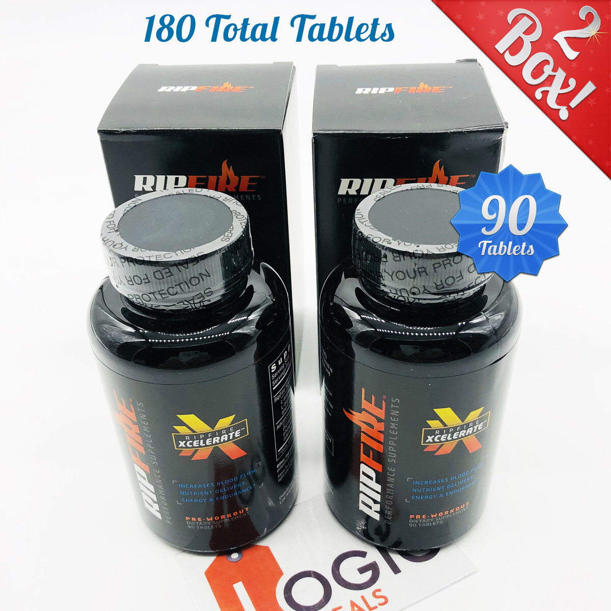 2 ~ RipFire Xcelerate Pre-Workout Dietary Supplement 90×2 Tablets Energy Muscle