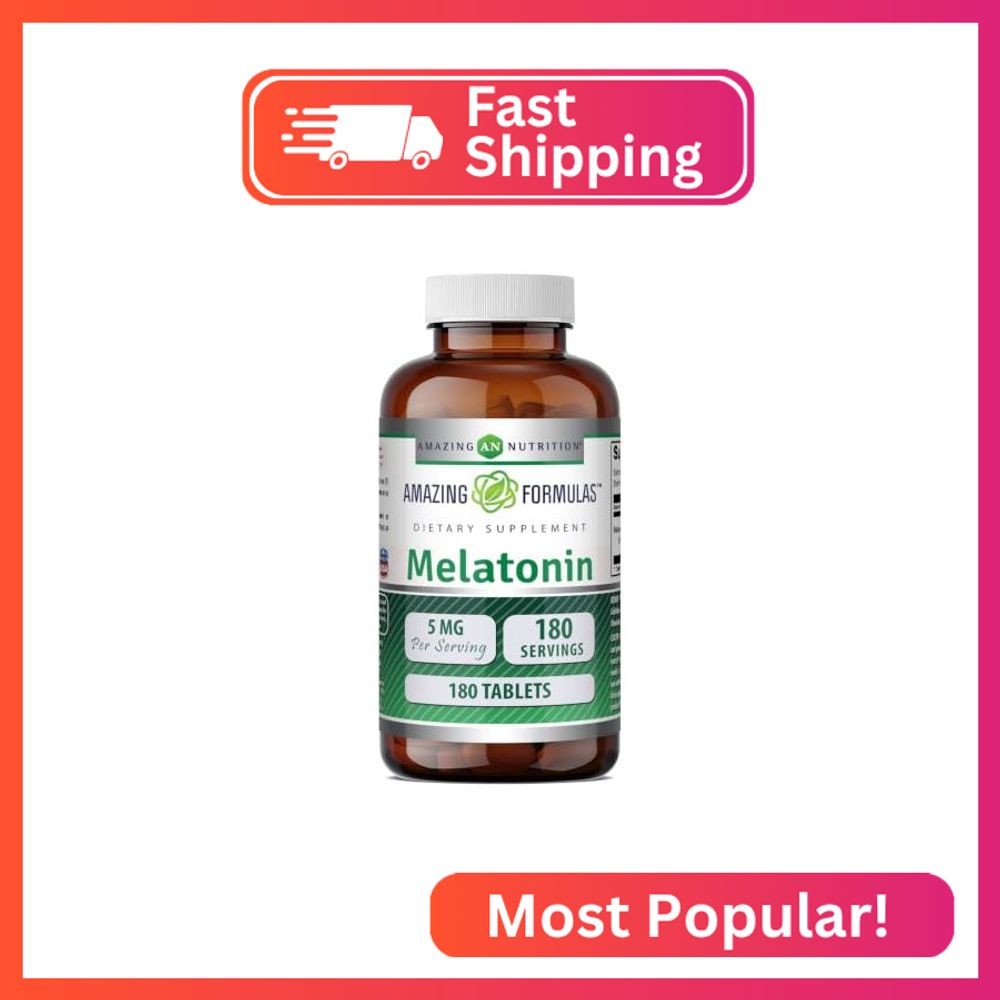 Amazing Formulas Melatonin Supplement | 5 Mg | 180 Tablets | Non-GMO | Gluten Fr