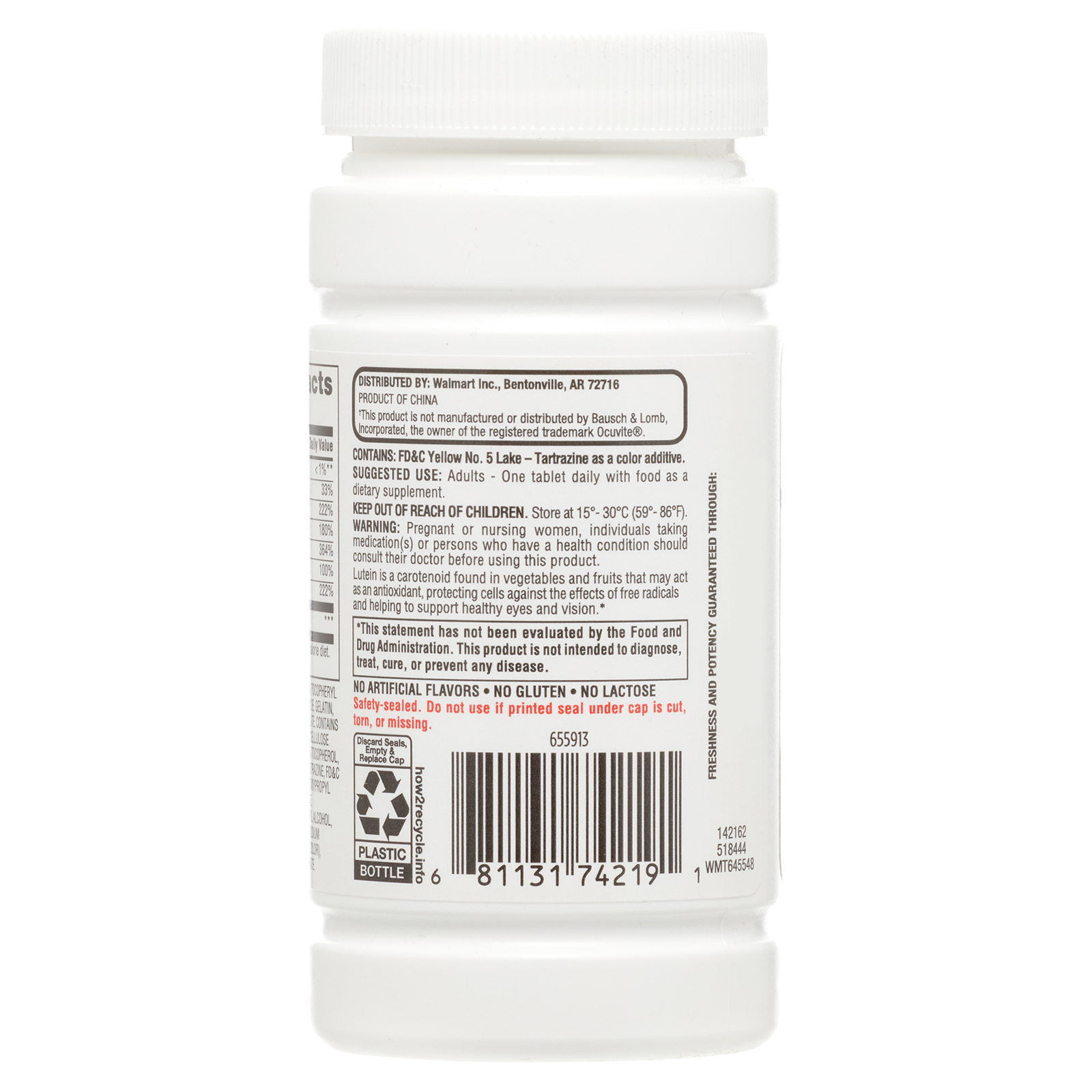 Equate Vision Formula Lutein Dietary Supplement Tablets 120 Count For Eye Health