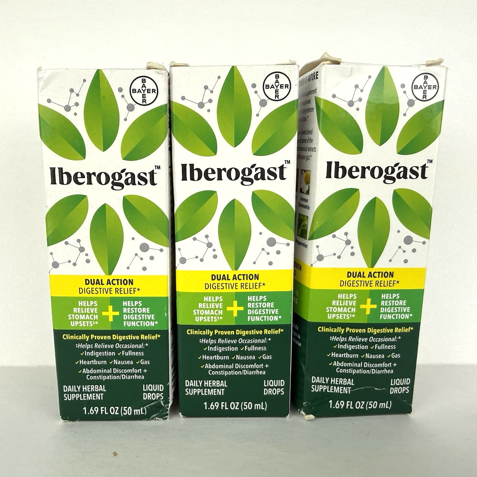 Iberogast Dual Action Digestive Relief Liquid Drops 1.69fl oz x 3 bottles
