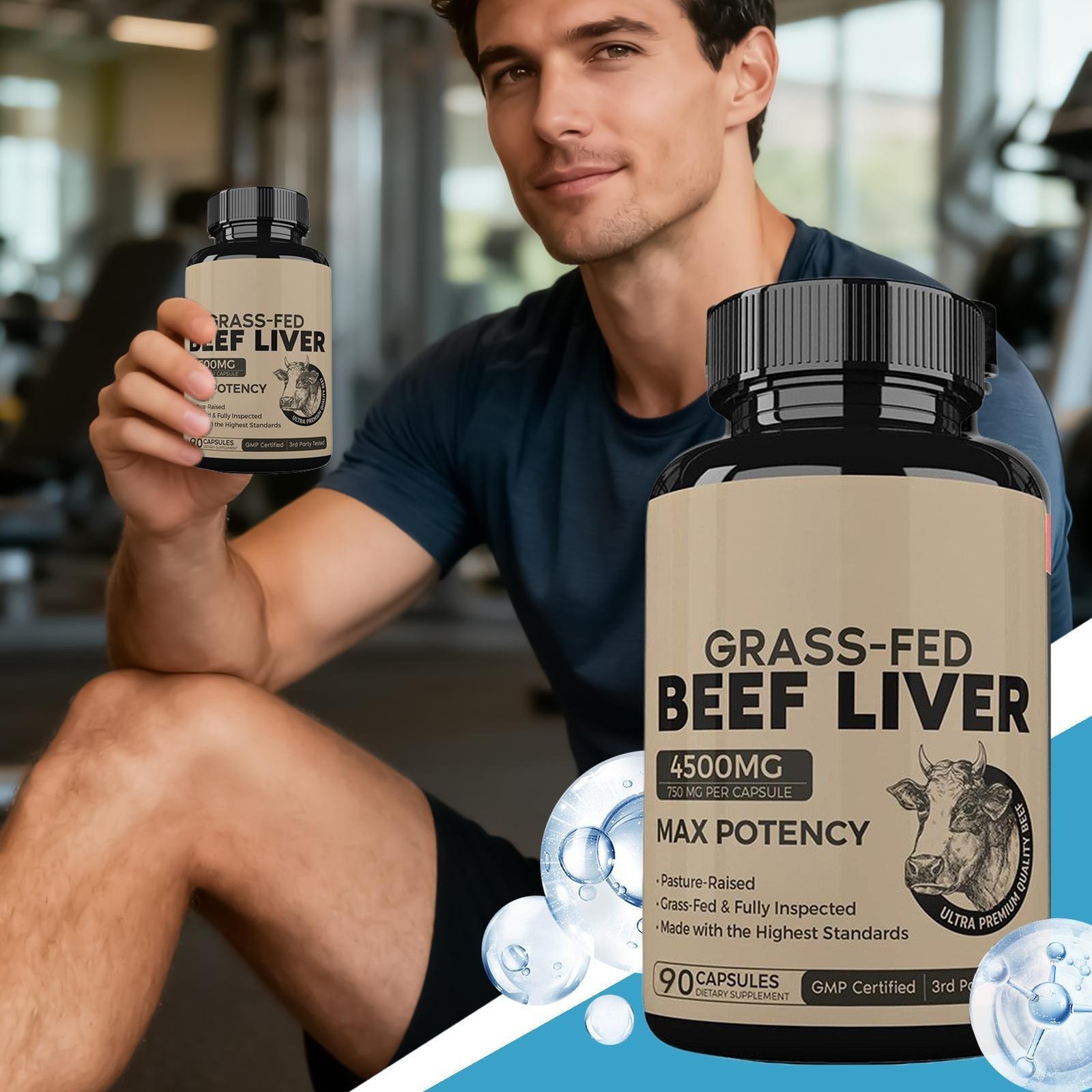 Grass Fed Beef Liver Capsules 4500mg 90 Count Dessicated Liver Supplement *1-2
