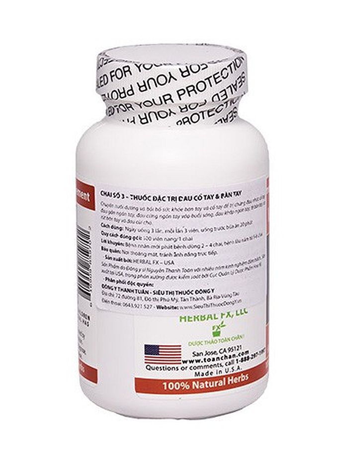 Herbal Fx #3 WRISTGARDE – Toan Chan ĐAU BÀN TAY VÀ CỔ TAY – 100 Capsules – 450mg