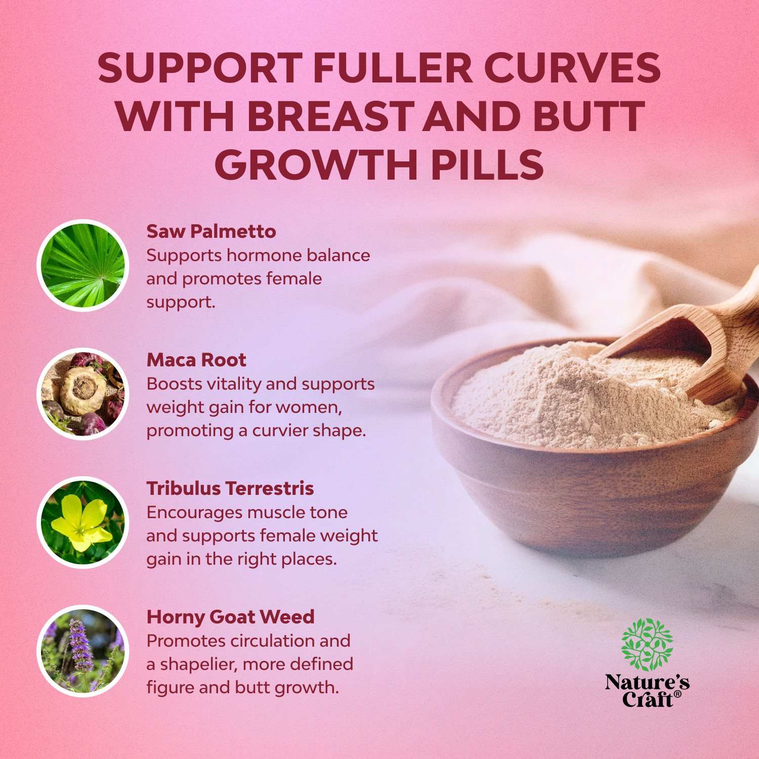 Natures Craft G-Curve Butt and Breast Enhancement Pills – Herbal Enhancer 60ct