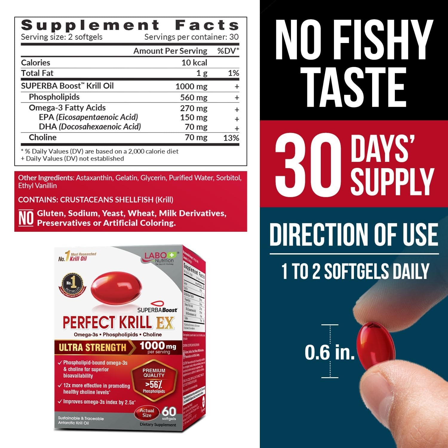 LABO Nutrition Perfect Krill EX, The Purest Ultra Strength Antarctic Krill Oi…