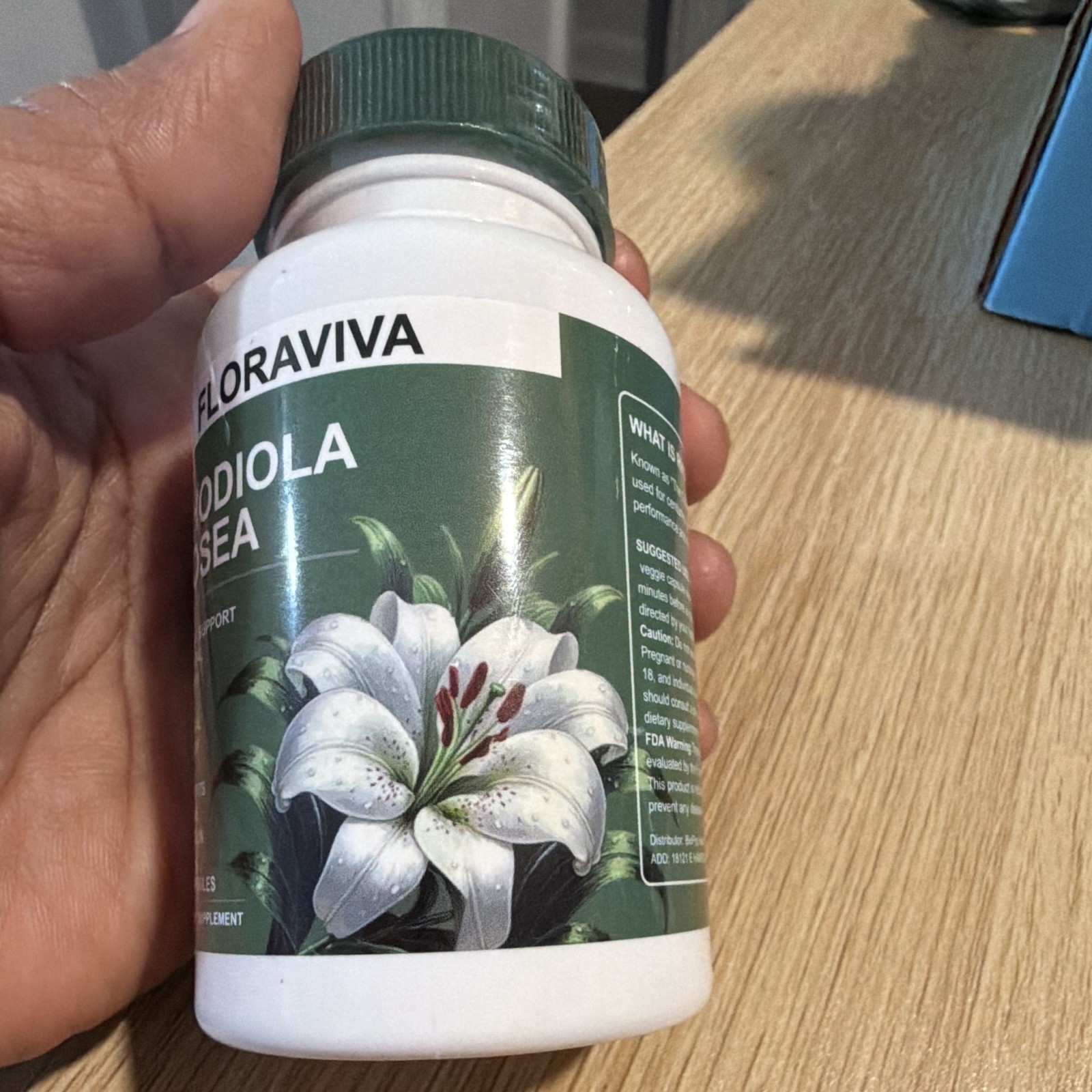 Floraviva Rhodiola Rosea 500mg 60 Caps Vegan Gluten-Free Non-GMO Exp 03/2028