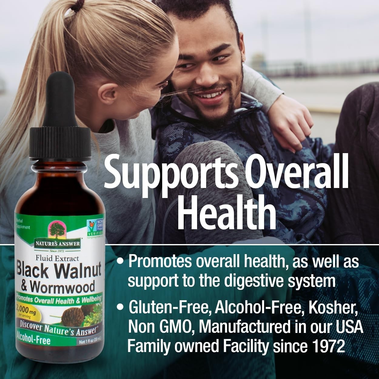 Nature’s Answer Black Walnut & Wormwood 1oz – Enhances Gut & Overall Health