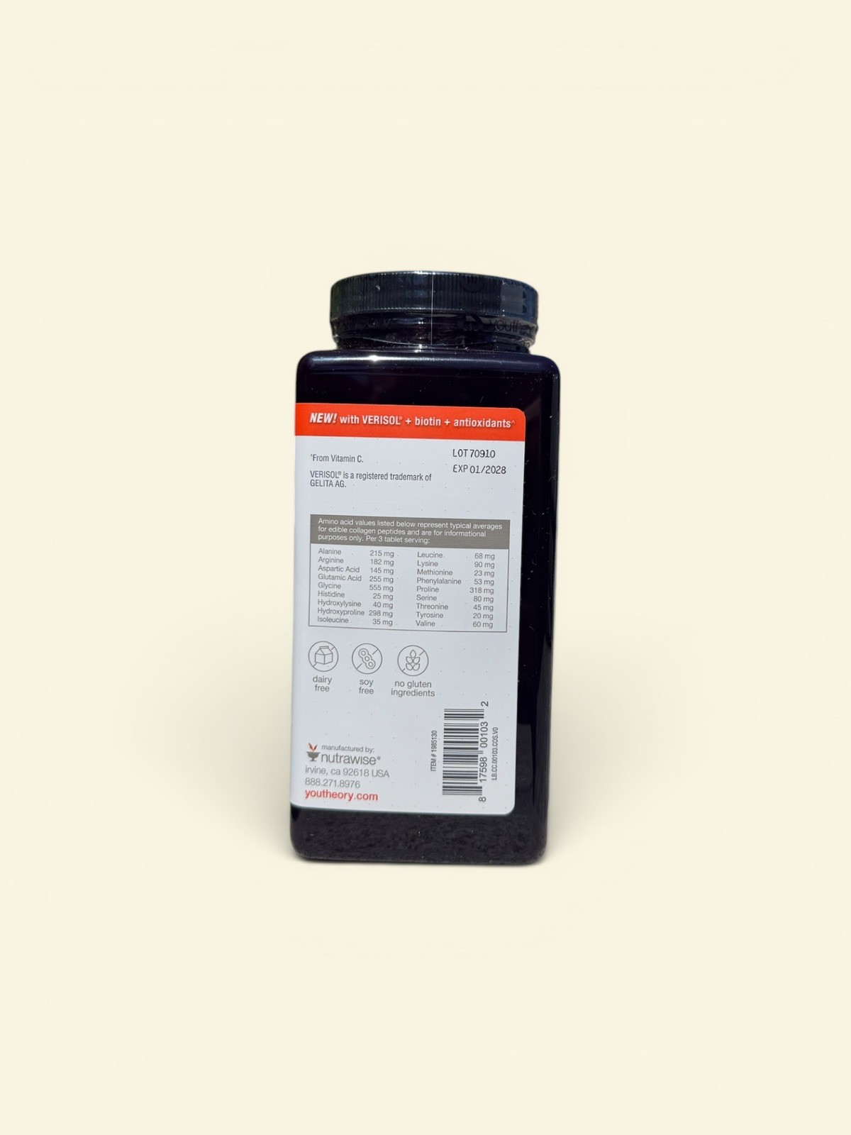 youtheory Verisol Collagen Concentrated Effect 345 Tablets Skin Elasticity