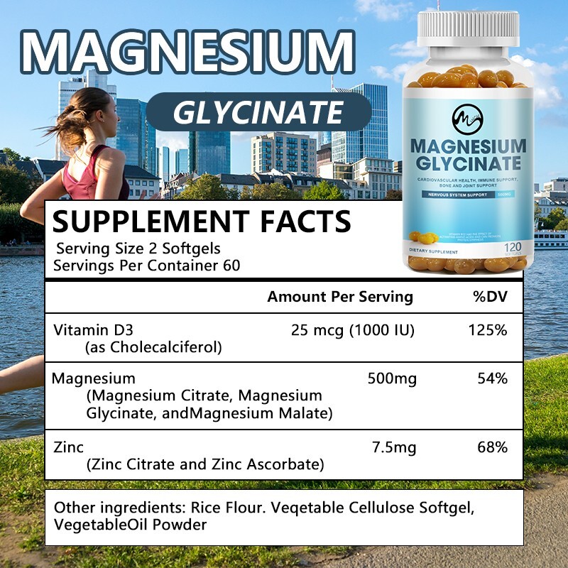 500MG Magnesium Glycinate High Absorption,Improved Sleep,Stress & Anxiety Relief