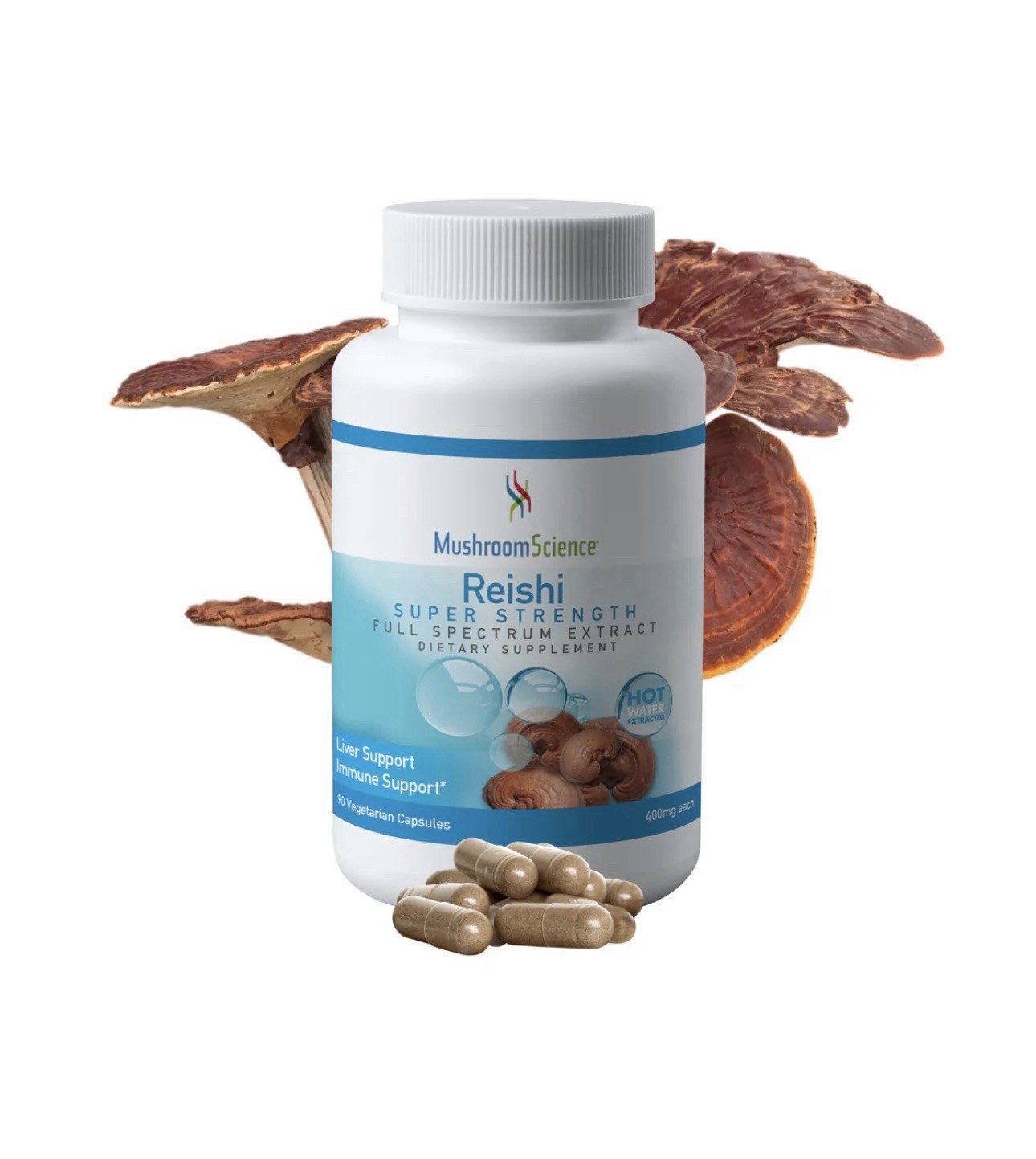 Mushroom Science Reishi 400mg Vegetarian Capsules 90ct Full Spectrum Extract