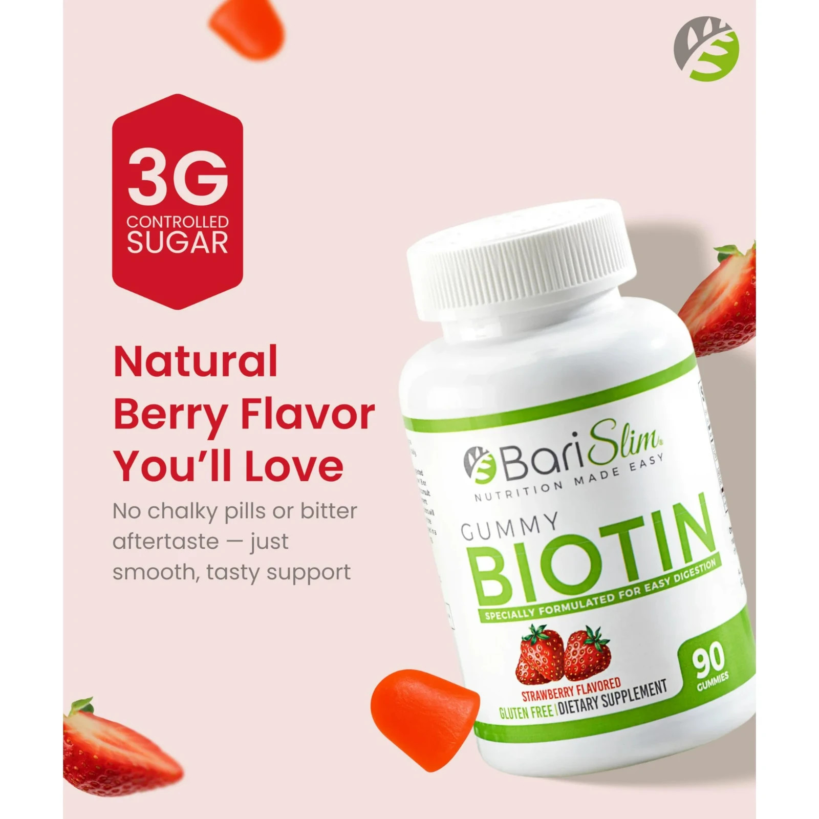 BariSlim Biotin Gummies Bariatric Gummy Vitamins Dietary Supplement – Strawberry