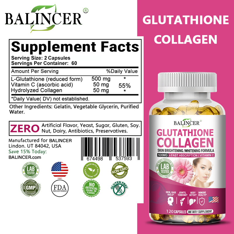 Premium Glutathione Collagen With Vitamin C Whitening-120 Capsules