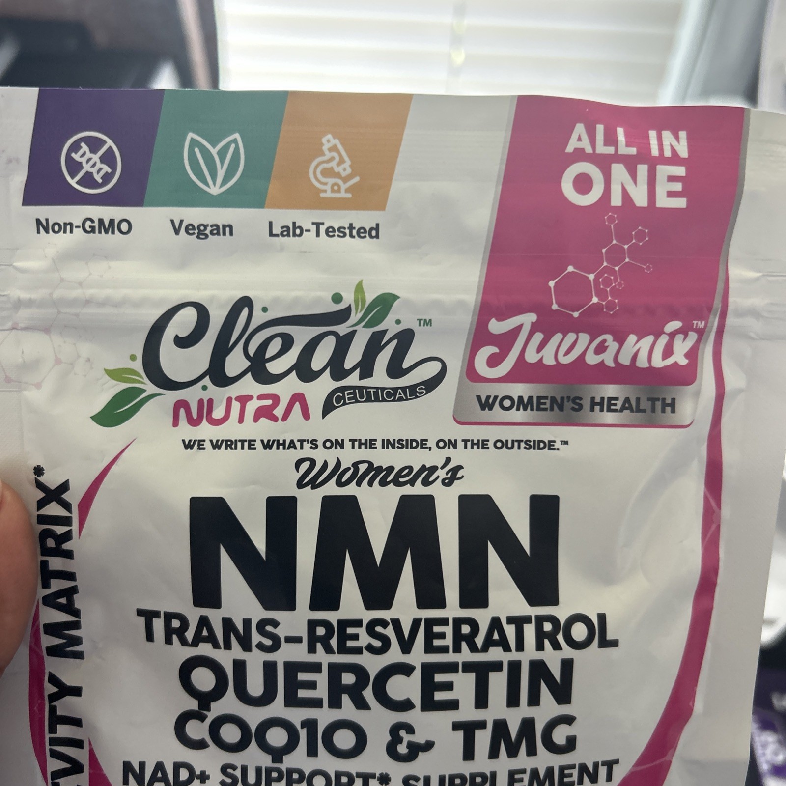 Clean Nutra Juvanix NMN Resveratrol Quercetin CoQ10 TMG 60ct Vegan Exp 03/2028