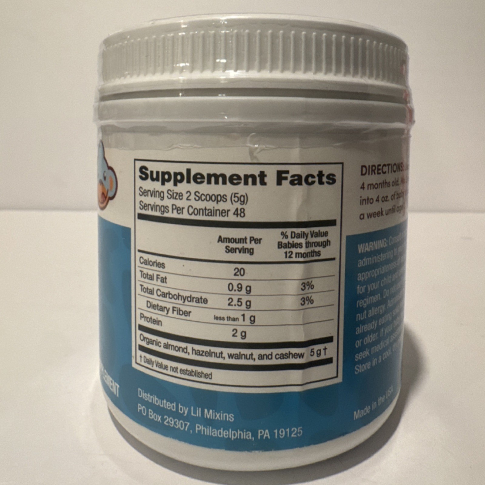 Lil Mixins Tree Nut Mix-In Baby Early Allergen Powder 8.5oz Almond Cashew Walnut