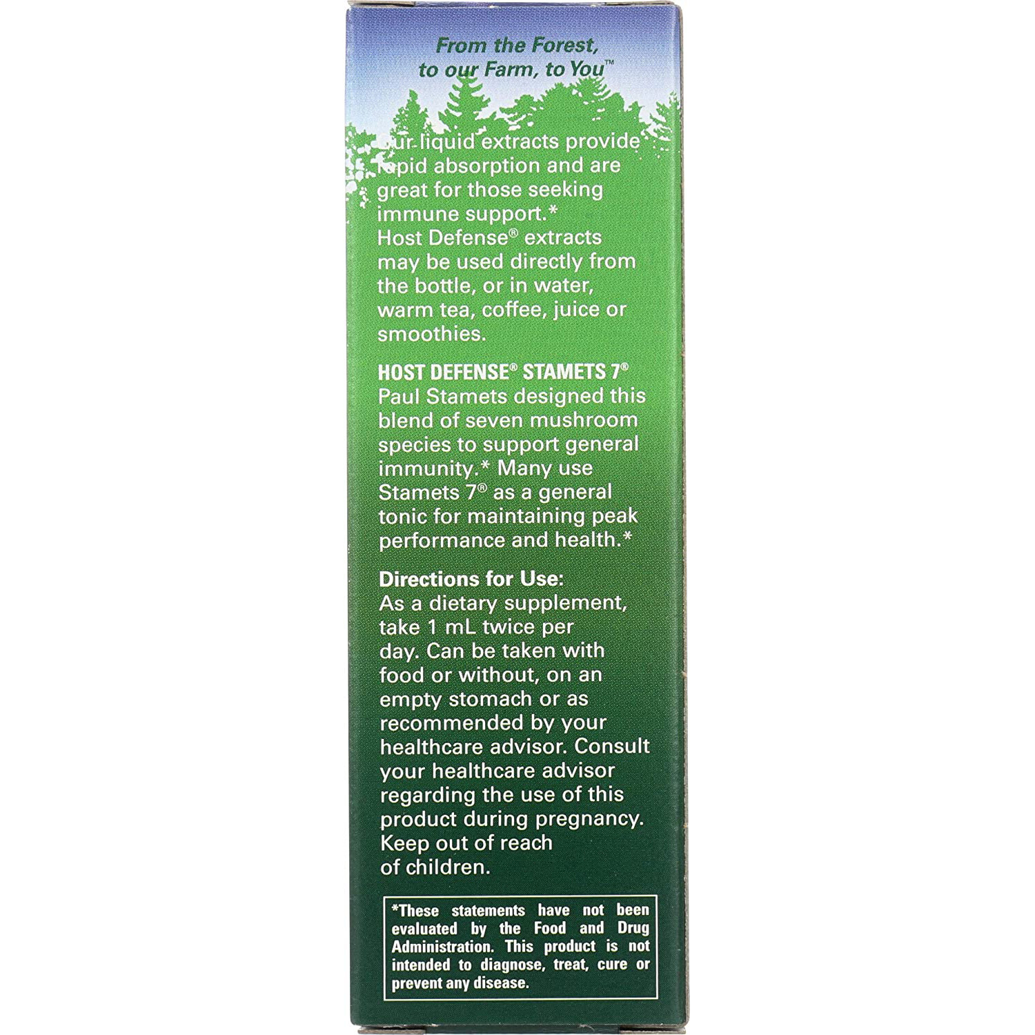 Host Defense Organic Stamets 7 Extract, 60 servings, 2 Ounce