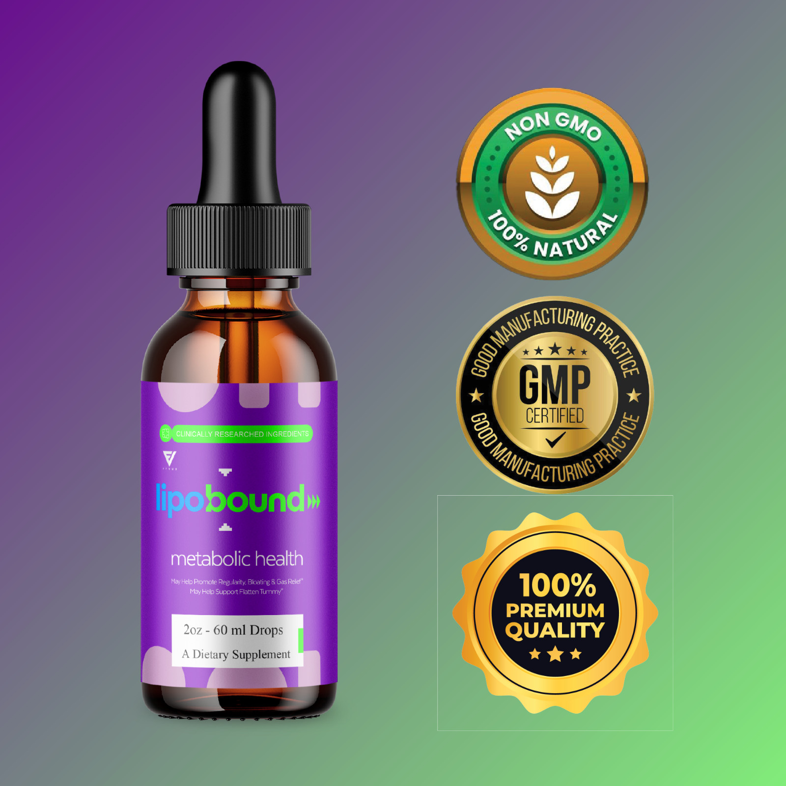 (5 Pack) Lipobound Liquid Drops, Lipo Bound Weight Management Supplement (10oz)