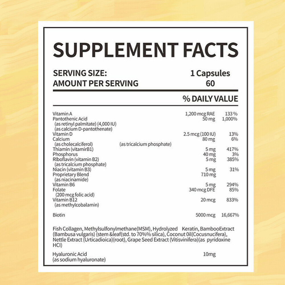 Hair, Skin and Nails – Biotin, Collagen, Keratin – Anti-aging, Antioxidant