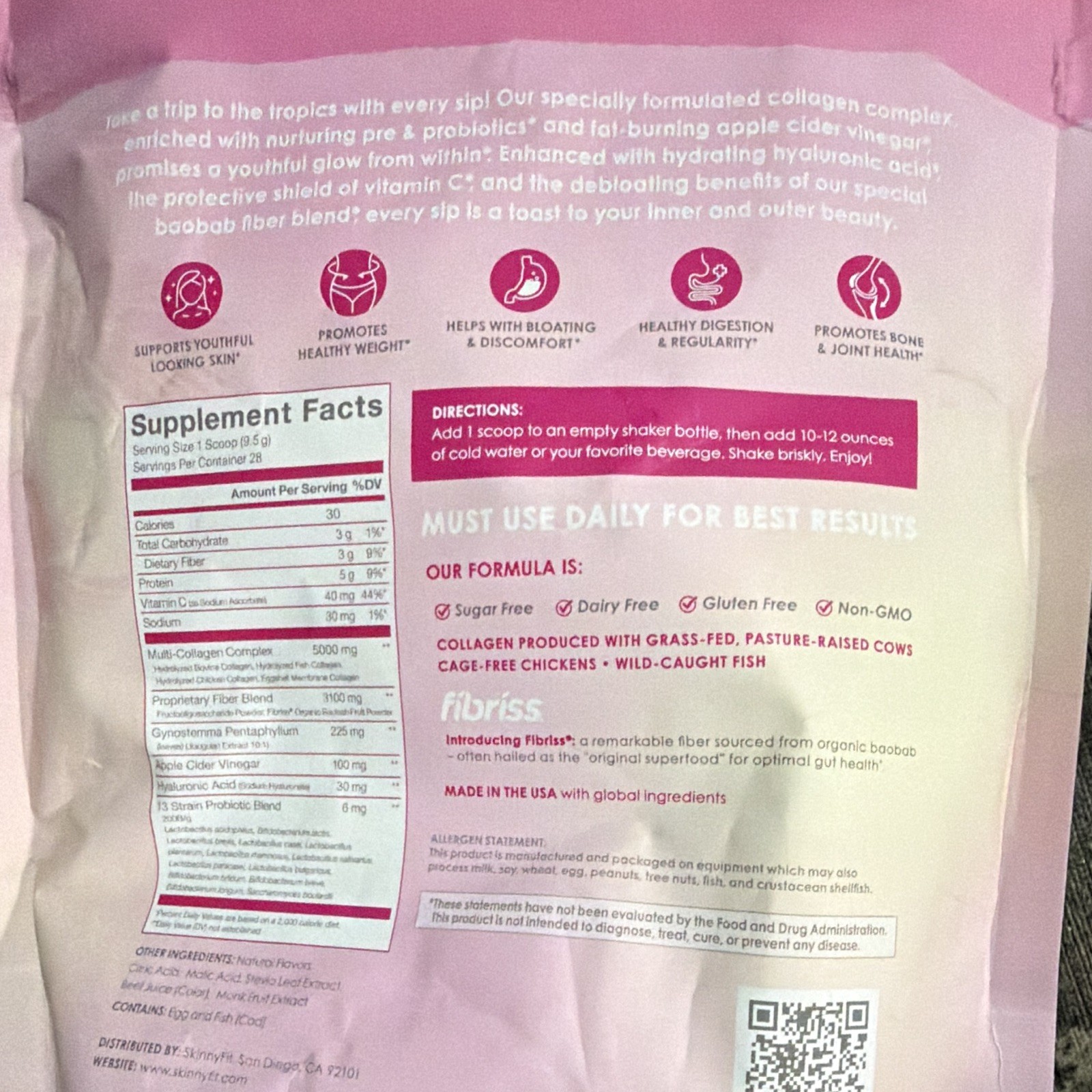 skinnyfit Super Youth Multi-Collagen Peptides Tropical Punch 28 Servings