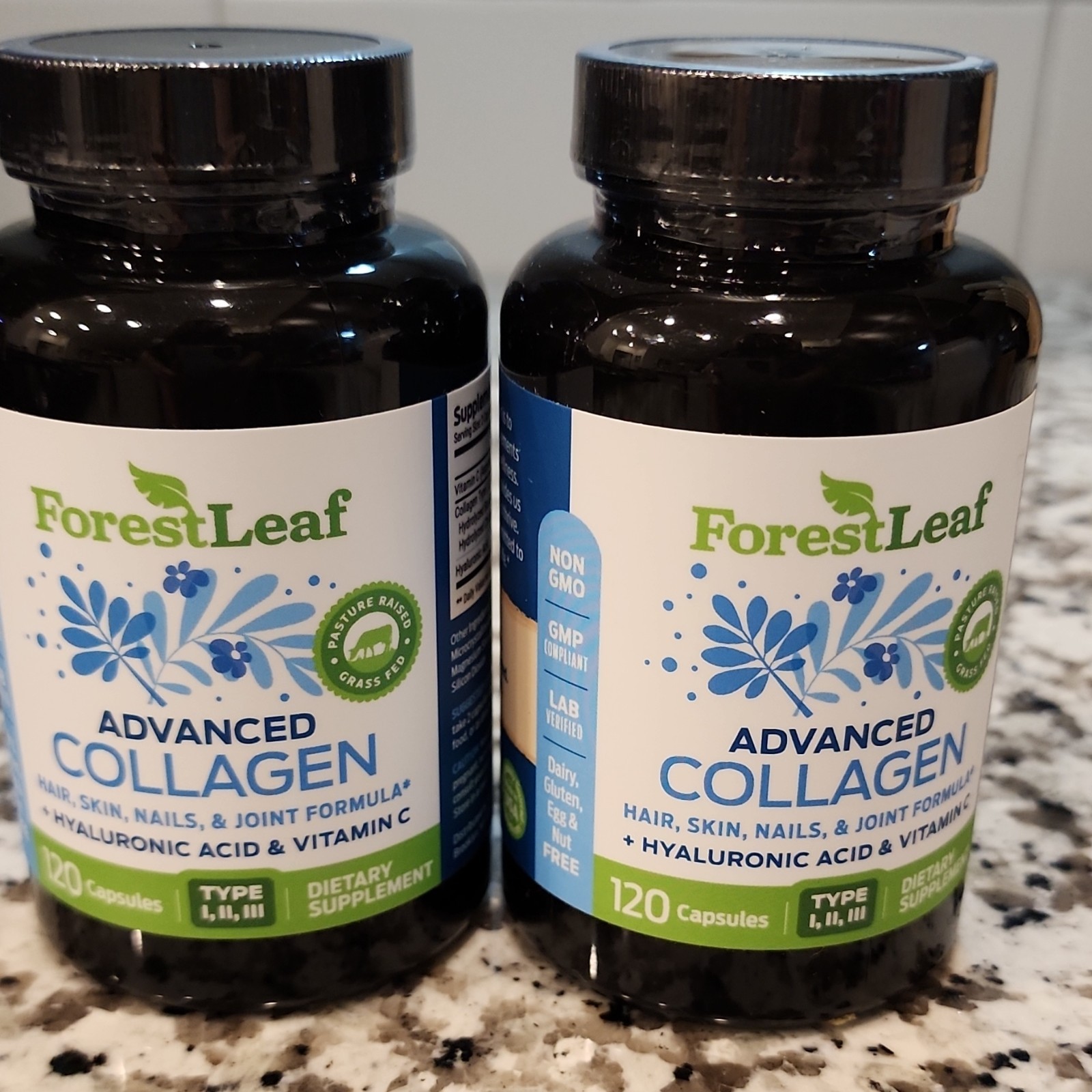ForestLeaf Collagen Type I II III Hyaluronic Acid Vitamin C 120 Capsules