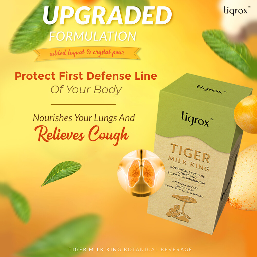 Tigrox Tiger Milk Mushroom – Upgraded Formulation w Loquat & Crystal Pear, 4 Box