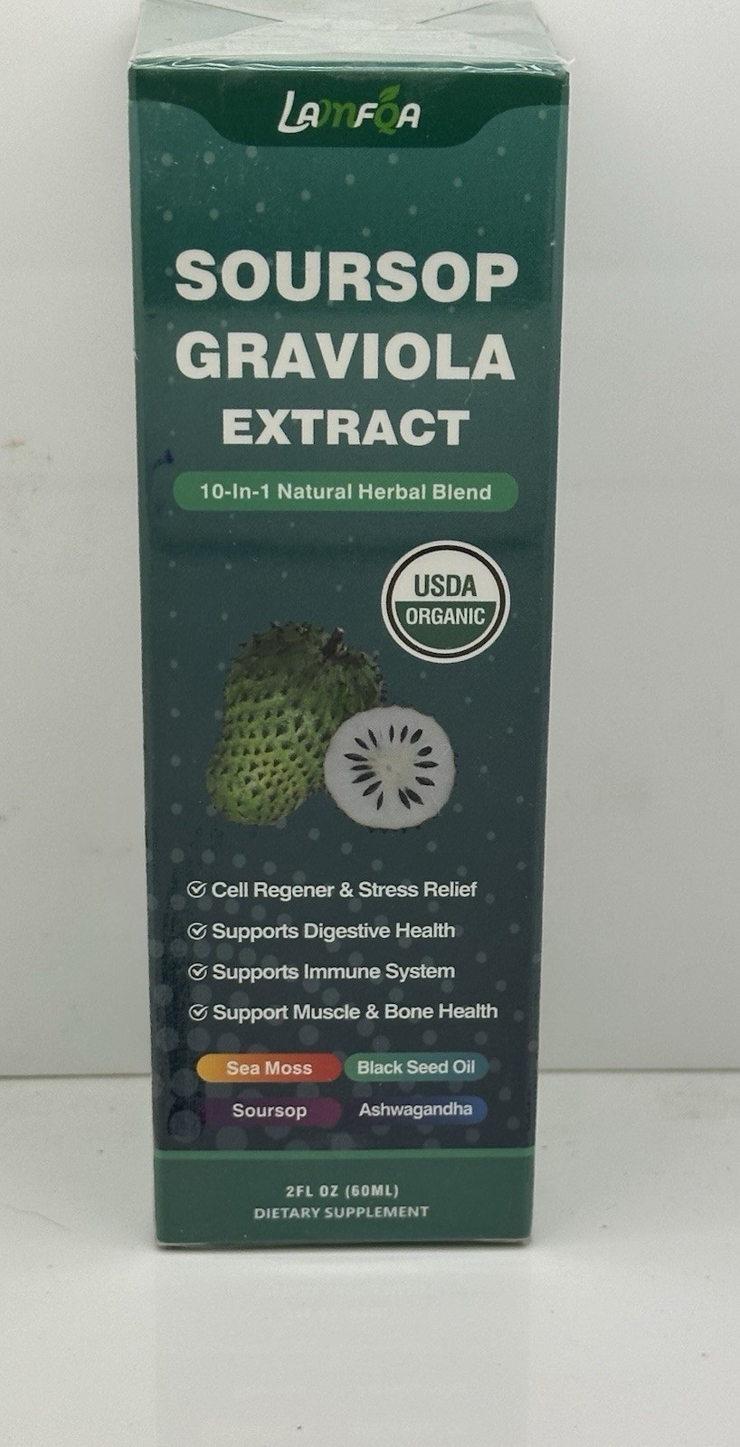 Lamfoa Soursop Graviola Extract Liquid Supplement 60ml Sea Moss Black Seed Oil