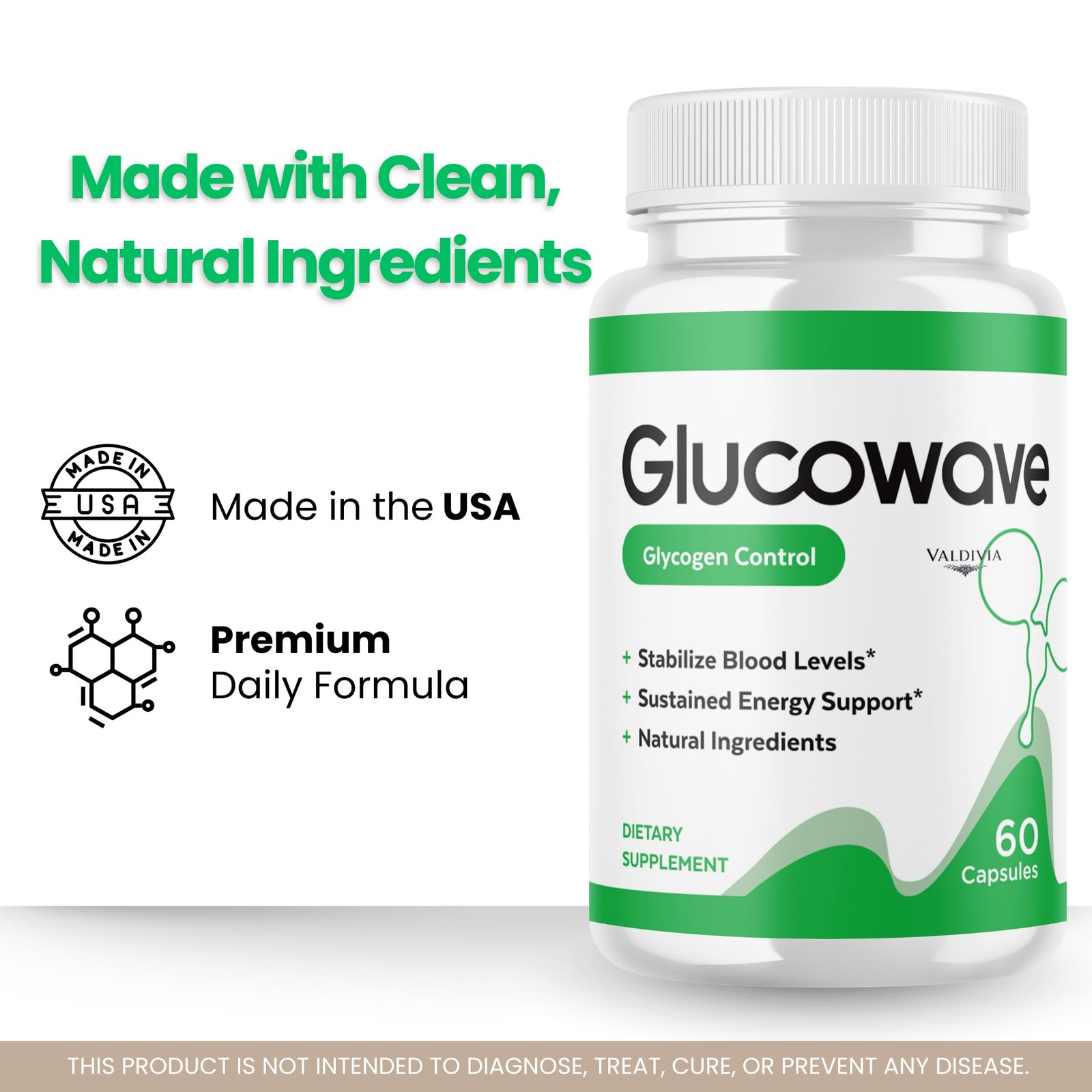 Valdivia (5 Pack) Glucowave Capsules 300 Capsules 5 Pack Blood Made in USA
