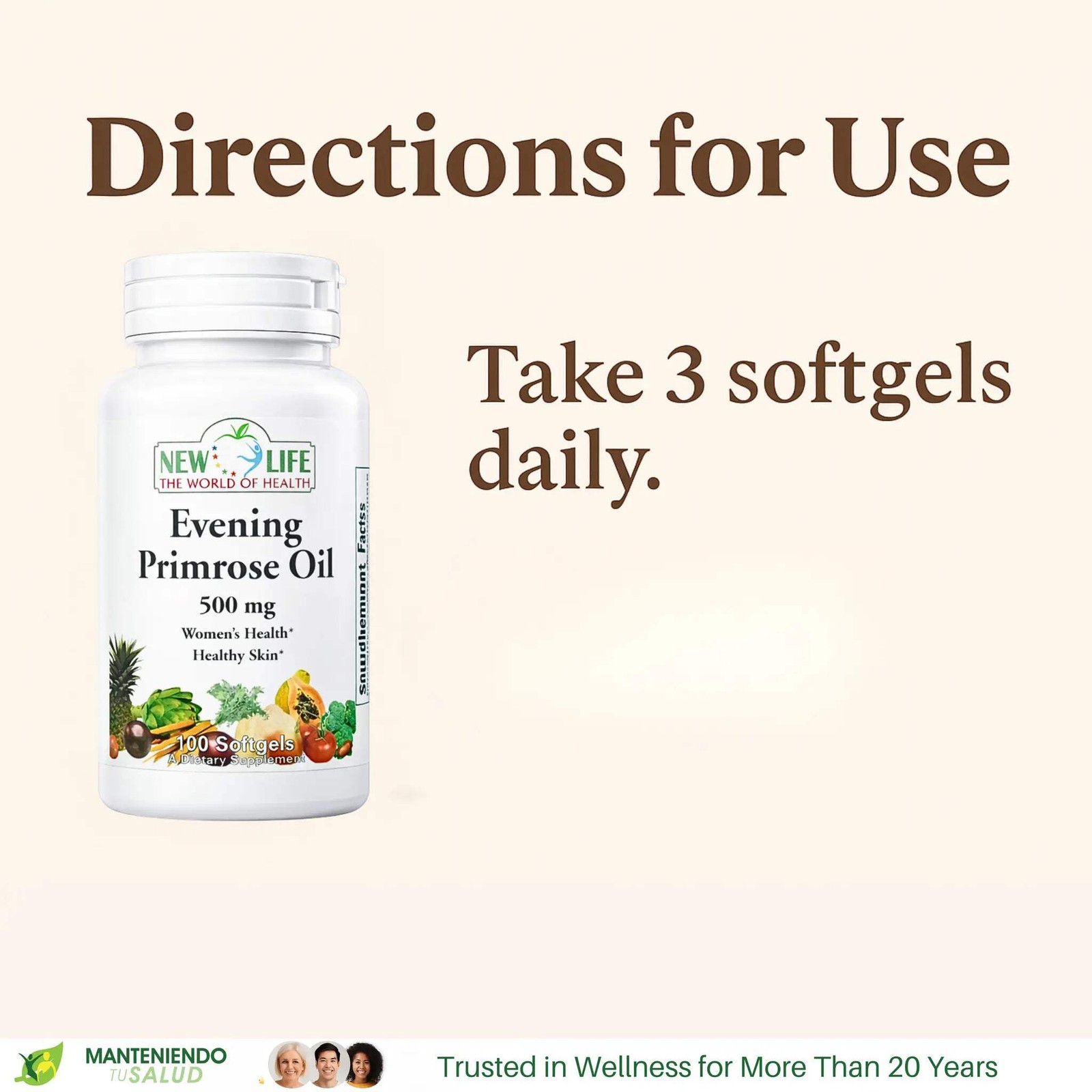 New Life Evening Primrose Oil 500mg, Women’s Health, 100 Softgels