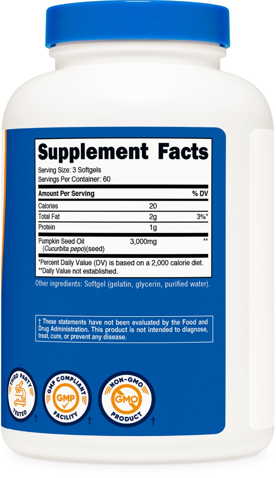 Nutricost Pumpkin Seed Oil (3,000mg) 180 Softgels – GMO-Free, 60 Servings