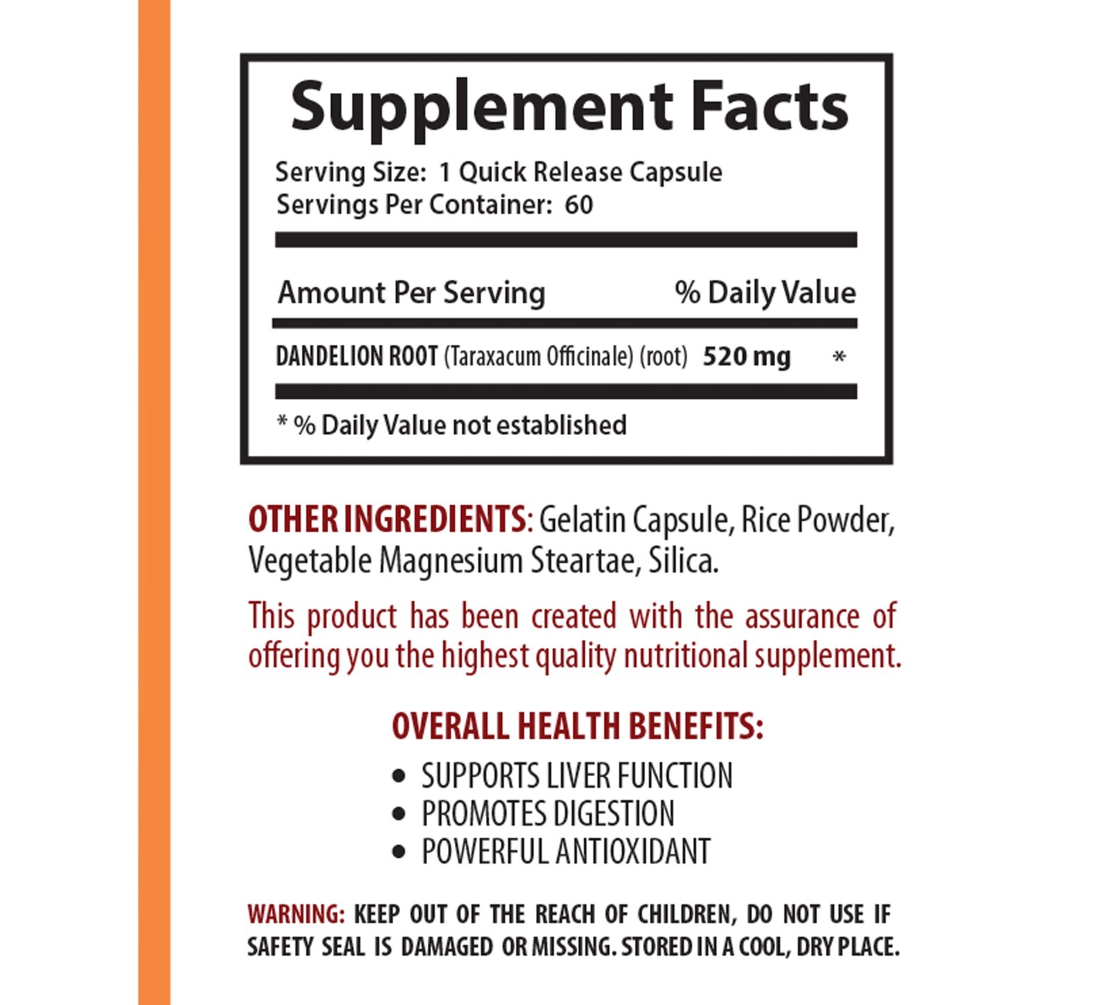 urinary tract health – DANDELION ROOT EXTRACT – super antioxidant 2 Bot 120 Caps