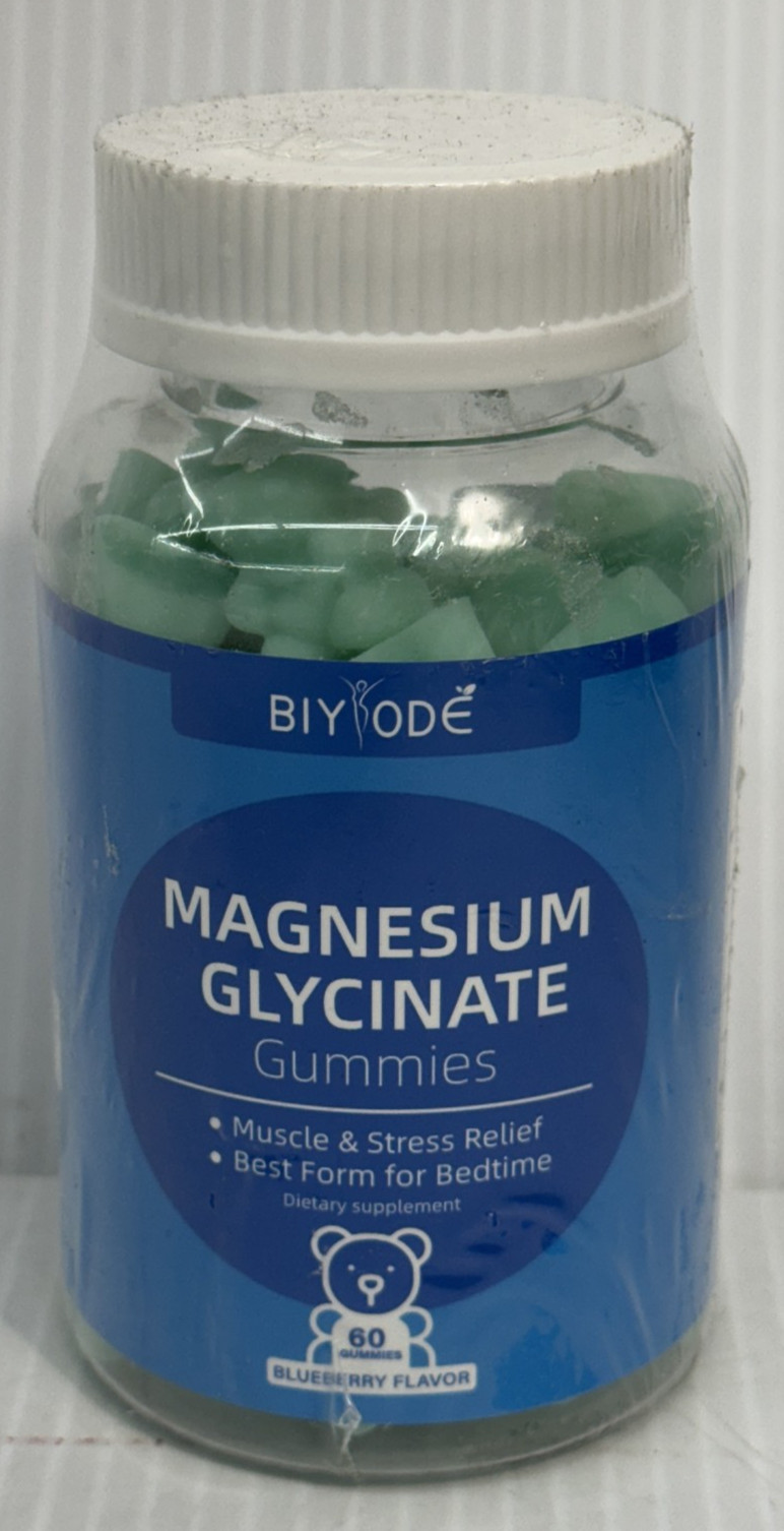 Biyode Magnesium Glycinate Gummies, Blueberry Flavor, 60 Count